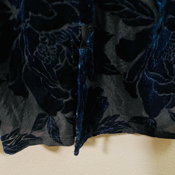 Eva Rose Velvet Burnout Bodycon Dress Whimsy Goth Vamp Teal Petrol Black Size M - Picture 9 of 13